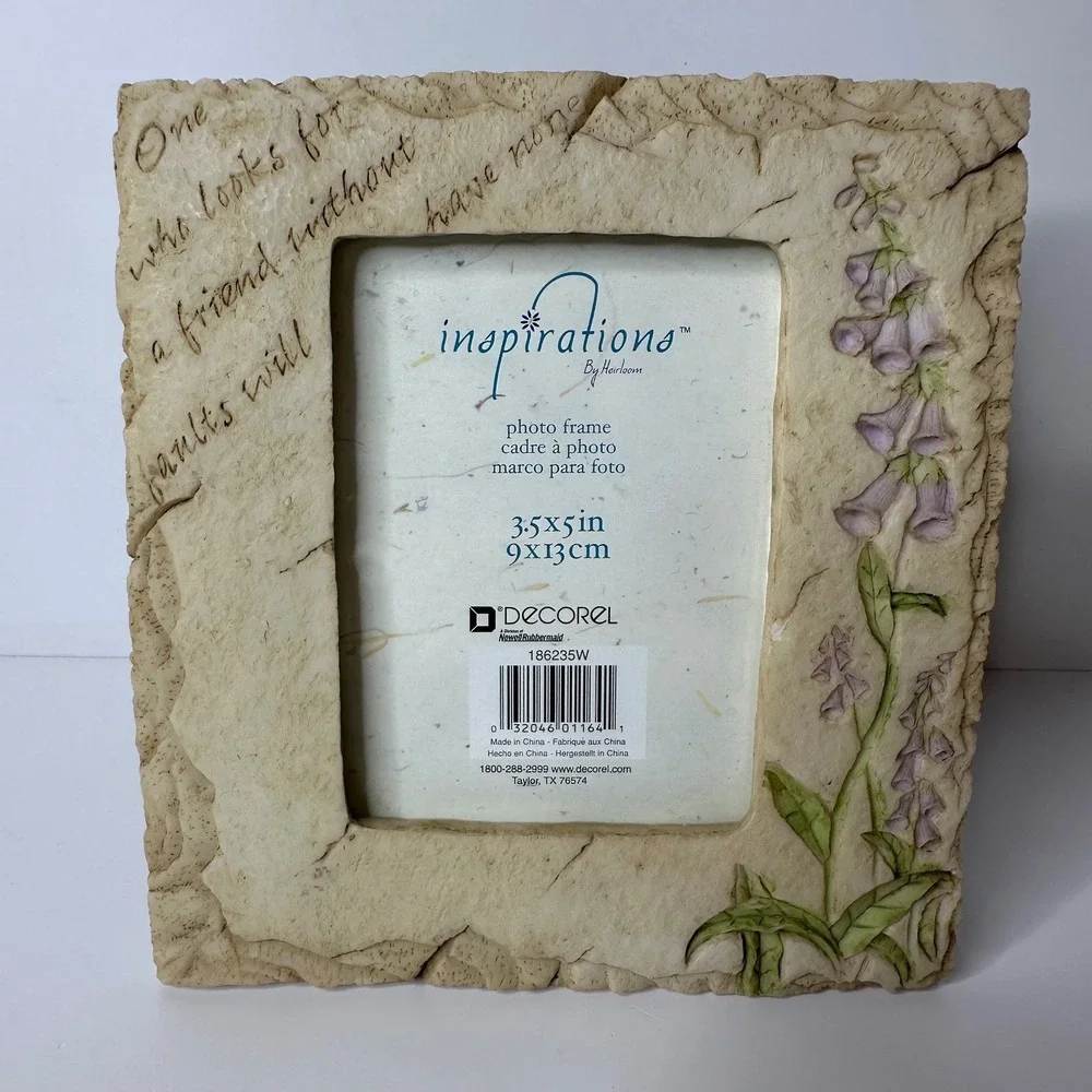 2 Picture Frames Leaf Impression & Floral Foxglove Textured Cottagecore Tabletop